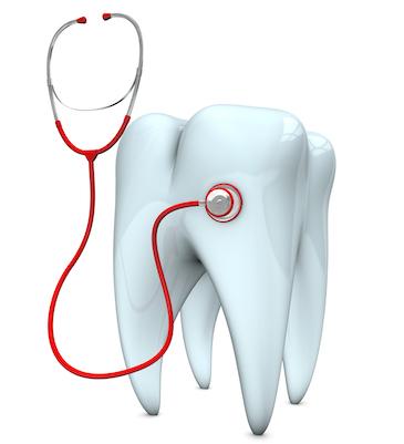 A cartoon tooth with a stethoscope | dentist marysville wa